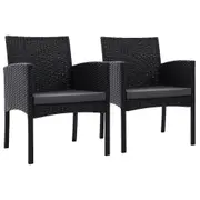 Outdoor Garden Bistro Chairs Patio Furniture Dining Wicker Black - Set of 2