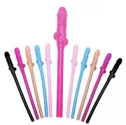 10 Pack Willy Penis Dick Straw Straws Hens Night Party Mix Colours Nude Pink AU