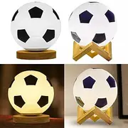 3D Football Night Light Euro Cup Solid Wood Base Small Table Lamp Night Light for Study Home Kids Gift Decorations