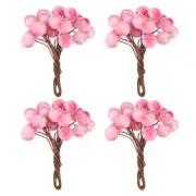 40 Pcs 12mm Artificial Berry Artificial Holly Berries with Wire Stems Pink