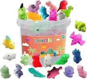 RUURHUO 24PCS Mochi Squishy Toys Kawaii Squishies Dinosaur with Storage Box Mini Squishies Pack Fidget Toys for Kids Party Favors Birthday Gifts Easter Basket Stuffers fillers