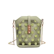 Creative Ladies Dot Pattern Bucket Bag Shoulder Bag Girls Chain Shoulder Strap Transparent Crossbody Bag Casual Messenger Bag