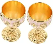 Hoement 2pcs European High-end Wine Glass French Wine Glasses Cocktail Glasses Vintage Shot Glasses Chalice Cup for Whisky Goblets Glasses Zinc Alloy