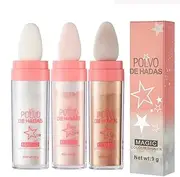 Hocossy Highlighter Powder Stick, 3 Colours Glitter, Body Brightening Shimmer Sparkle Patting Powder for Face Eyes Lips Hair Body Glow Cosmetics