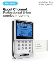 TENS Machine EMS Muscle Stimulator Professional Multi-Stim Plus Li-Ion + 12 Pads