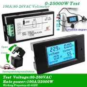 100A AC Digital LCD Panel Meter Current Meter Monitor Energy Ammeter Voltmeter
