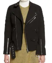 NEW $795 31 Phillip Lim Black Moto sculpted jacket, zipper, belted, Size 8, coat