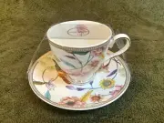 Grace Teaware Cup And Saucer Flowers With Hummingbird-NEW