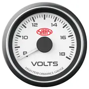SAAS Volt Gauge 8v-18v 52mm White Muscle Series SG-VLT52W