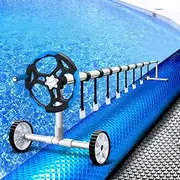 Aquabuddy Pool Cover Roller 7x4m 500 Micron Blue Silver Above Ground, Swimming Pools Covers, Bubble Blanket Blankets Heater Garden Summer Rectangle Outdoor