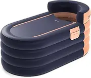 Inflatable Bathtub Adult with Electric air Pump, Portable Adult Bath Tub, Foldable Cold & Hot Water Sauna, One-Piece Bath Cover Design with Zipper, Keep Temperature Long Time Orange 1.6 m 4 Layers