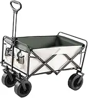 Ｂｅｓｇａ Folding Wagon, Outdoor Foldable Cart, Multifunctional Folding Trolley Folding Hand Trolley for Shopping Outdoor, Khaki