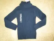 Girls Pumpkin Patch rib roll neck navy knit warm jumper Size 7