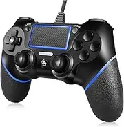 Wired Controller Gamepad for Playstation 4 Dual Vibration Shock Joystick Gamepad for PS4/PS4 Pro/PS4 Slim and PC (Black Blue)