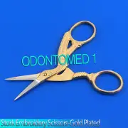 3 1/2" Pro Quality Stork Embroidery Scissors - Gold Plated