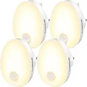 Lyridz LED Night Light Plug in Wall, Motion Sensor Night Lights, Smart Auto on/Off Indoor Lighting,Dimming for Adults Nursery Kids Baby Children's Room Bedroom,Stairs,Hallway,Corridor (4Pack)