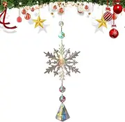 Christmas Crystal Pendant - Christmas Accessories, Sun Catchers | Rainbow Maker Prism Crystal, Christmas Ab Color Snowflake Crystal Catcher Icicle Window Christmas Tree Decorations