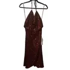 Dress The Population Zherra Glam Disco Retro Festival Red Sequin Halter Dress