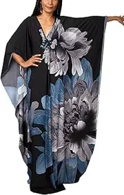 [YouKD] Summer Floral Loose Caftan Boho Beach Bikini Cover Up Dress Plus Size Robe for Women