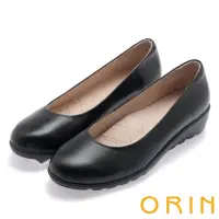 在飛比找momo購物網優惠-【ORIN】嚴選牛皮素面厚底平底鞋(黑色)