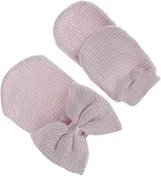 [SAFIGLE] Knit Cap Nursery Knot Hat Suits Hats for Mitts No Scratch Mittens Gloves Newborn Hat Hijab Beanie Caps Hats Caps Pink