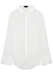 Alice + Olivia Finely Draped Open-back Silk Shirt - Off White - XL (UK16 / XL) XL (UK16 / XL)