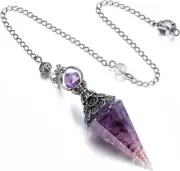 Natural Amethyst Healing Crystal Dowsing Pendulum Reiki Gemstone Chips Orgone Pe