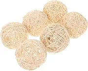 6 Pcs Rattan Decorative Balls for Bowl Centerpiece Fall Vase Filler Orbs for Weddings Home Decor DIY Projects and Parrot
