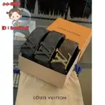 LOUIS VUITTON LV經典款 銀色頭 金頭、黑色、黑灰色老花格紋設計 皮帶限量經典款男生皮帶