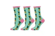 3x Socksmith Ladies Novelty Fashion Trendy Socks Pineapple Winter Green One Size