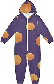 [RPLIFE] Cute Black Polka Dot Onesie Kids 4-14, Jumpsuits for Kids, Kids Hooded Onesie Zipper Onesie