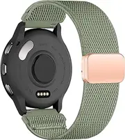 [EverAct] 22mm Nylon Magnetic Watch Band Compatible with Garmin Venu 3 45mm/Venu 2/Vivoactive 4/Forerunner 265/255/255 Music,Loop Magnetic Easy Buckle Adjustable Elastic Strap Replacement for Women Men