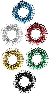 6Pcs Finger Massage Rings Stress Reducer Acupressure Tool for Hand Fidgeting Red Blue Green Golden Silver Black for Anxiety Relief and Sensory Stimulation