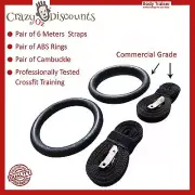 Gymnastic Rings Pair Gym Hoop Crossfit Exercise Fitness Home Ab Workout Dip New