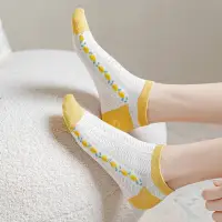 在飛比找蝦皮商城優惠-小清新黃色襪子 檸檬船襪 文藝校園學生可愛短筒襪子 透氣女襪