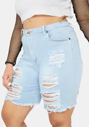 Plus Light Look To The Sun Denim Shorts