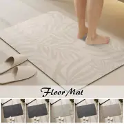 Bathroom Carpet Toilet Foot Mat Diatom Mud Leaf Print Non-Slip Bath Rug QuickDry