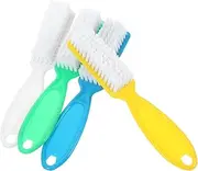 Healeved 4pcs Nail Cleaning Brush Finger Scrub Brush Nail Dryer Wipes Instant Cuticle Remover Scrub Brush for Nails Dish Scrubber Brush Heel Scraper Fingernail Nail Brush Nail Care Kit Jar