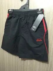 BNWT Boys Sz 8 Smart Black Red Slazenger Brand Light Microfibre Athletic Shorts