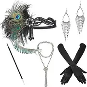 1920s Accessories Set for Women Flapper Accessory Great Gatsby Costume Headband Flapper Necklace 20s Gloves