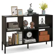 Giantex 3-tier Open Bookshelf Wood Bookcase w/6 Compartments Home Office Storage Organiser Display Shelf Rack Black