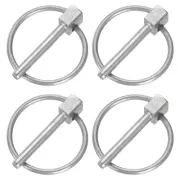 4Pcs 1/8" x 1-3/16" Linch Pin with Ring, Stainless Steel Round Linch, Silver