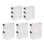 Clear Stackable Storage Bins 30 & 18 Qt 12 Pack with Latching Lid Organizers