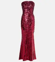[Carolina Herrera] Carolina Herrera Sequined strapless gown AU 14 pink