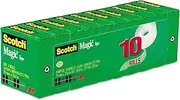 Scotch Magic Tape 810P10K, 3/4" x 1000", 1" Core, Invisible Matte Finish, 10-Pack Refill Rolls for Permanent Paper Mending