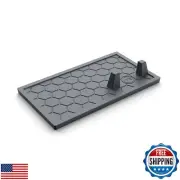 Outset Grill Mat Utensil Holder with Tong Station, 9.5" x 6", Silicone, Black