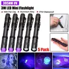2/5pcs Mini 395nm UV Light Blacklight LED Flashlight Penlight Clip Pen Torch US