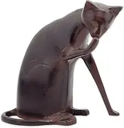 Achla Designs CAT-05 Coy Cat Statue Sculpture Indoor Outdoor Art Decor, Dark Bronze
