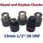 Drill Chucks Universal Keyed or Keyless 13mm 1/2″ UNF