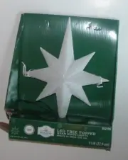 NEW NIB Christmas Star Tree Topper White Glitter LED Warm Light